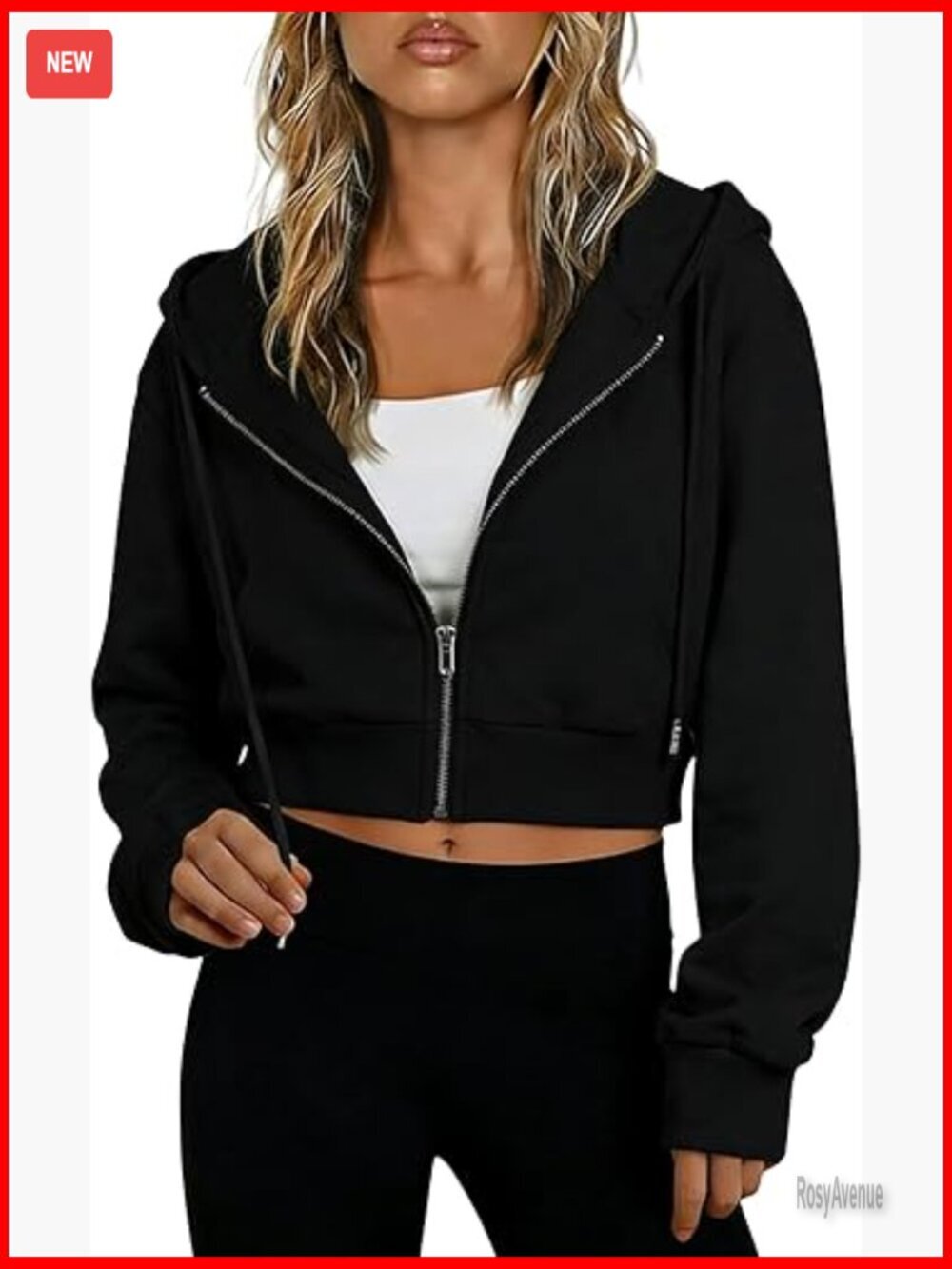 Cute Cropped Zip Up Hoodie Drawstring Workout Sweatshirt Jacket